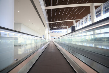 airport interior, light abstract background in airport lounge