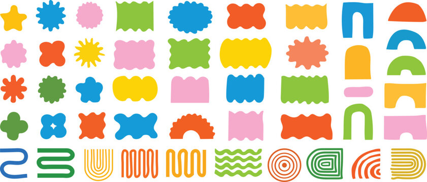 A collection of colorful puzzle pieces and shapes