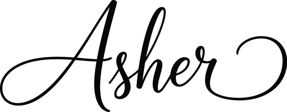 The elegant name Asher written in black cursive script on a white background