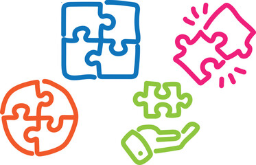 Obraz premium A group of puzzle pieces in different colors