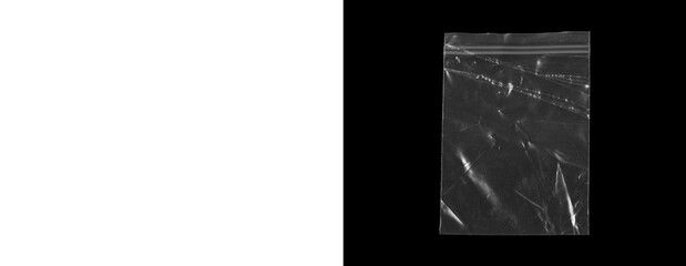 Clear plastic ziplock bag on transparent and black background isolated. © Creative Png