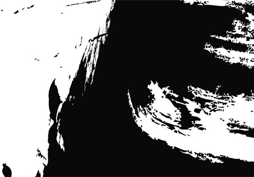 High contrast abstract black and white grunge background with artistic paint strokes and rough texture with black color