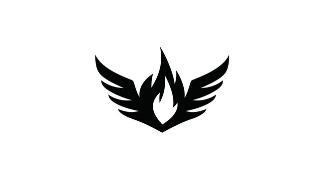 Abstract Winged Flame Logo Design. Stylized Fire with Wings Graphic Icon Symbolizing Power, Energy, and Freedom.