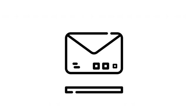 Envelope icon with squares and lines beneath it, ideal for business communication designs, email applications, and digital messaging platforms.
