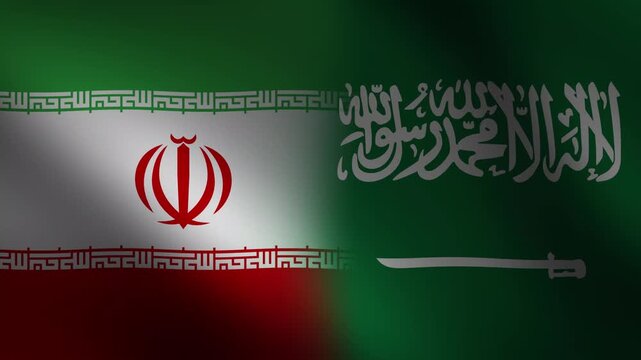 Iran and Saudi Arabia flags together representing Middle Eastern geopolitical relations and regional diplomacy