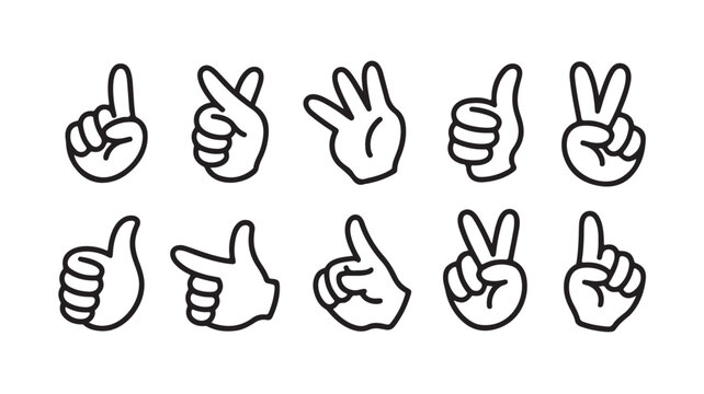 Hand Gestures Vector Line Art Collection for Communication and Nonverbal Expression