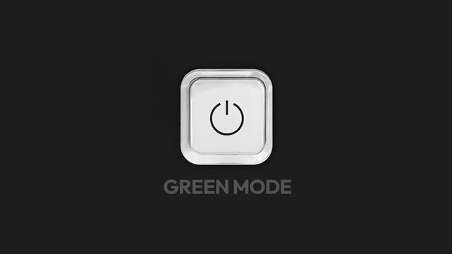Power button icon representing eco-friendly technology on black background for sustainability and energy efficiency, 4k animation
