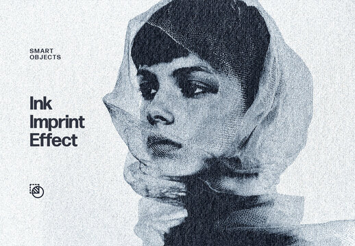 Ink Imprint Photo Effect Mockup