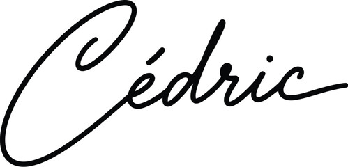 Fototapeta premium A stylish black signature of the name Cedric on a white background