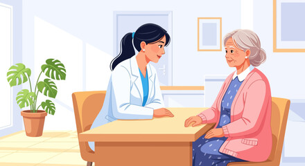Obraz premium Caring Doctor Consulting Elderly Woman