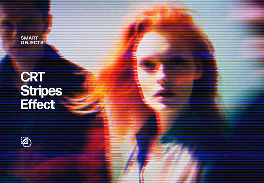 CRT Stripes Photo Effect Mockup