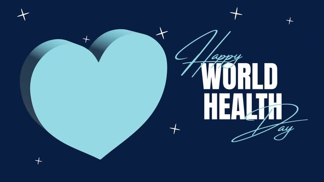 Happy World Health Day 7th April celebration banner with blue theme in 4k video