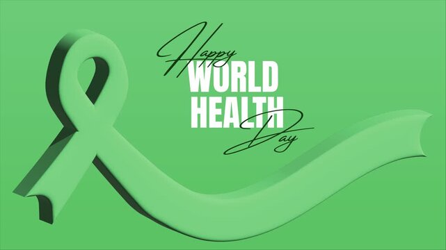 April 7 Happy World Health Day celebration banner with green theme in 4k video