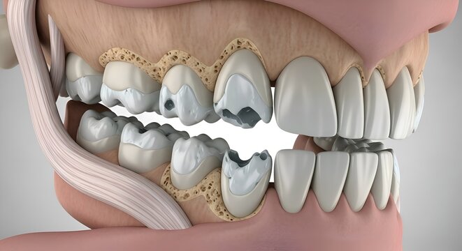 Human Teeth Anatomy: Dental Cavities and Decay Illustration