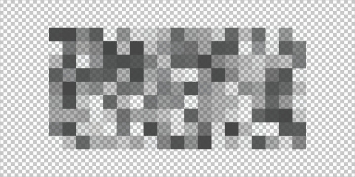Censor blur checkered texture on transparent background. Mosaic pattern with pixel effect to hide text, image or another forbidden, unwanted or privacy content. Vector graphic illustration