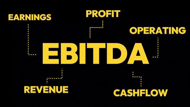 Visual explanation of EBITDA with earnings, profit, operating, revenue and cash flow concepts for financial analysis and business strategy insights, 4k animation