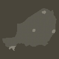 Obraz premium Niger Dotted Map in Earthy Brown and Gold Luxury Gradient Vector with Glowing Spots