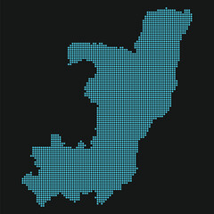 Obraz premium Light Blue Dotted Republic of the Congo Vector Map on Black Background Neon Digital Tech Style