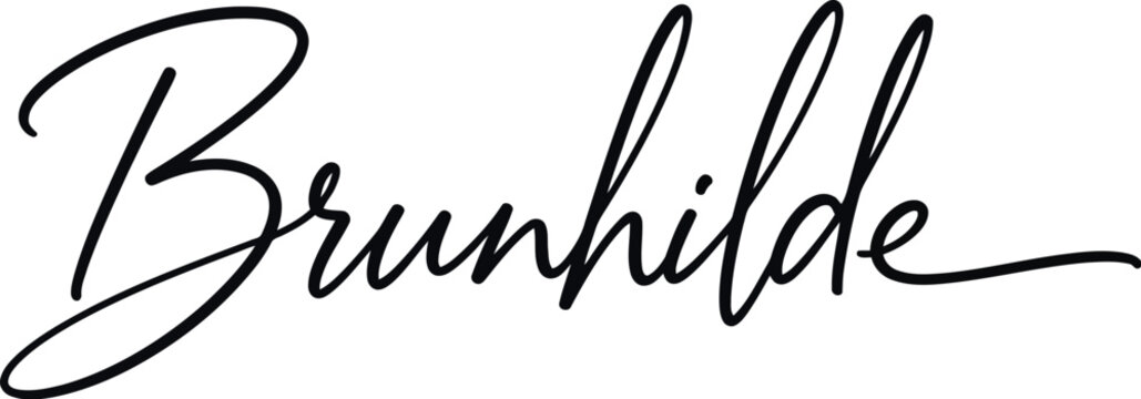 A elegant black cursive signature of the name Brunhilde on a white background