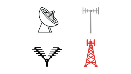 Fototapeta premium Illustration of various types of communication signal transmission equipment
