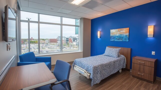 Medium shot showing wall sconces casting warm indirect light beside examination bed highlighting cozy yet functional lighting design.