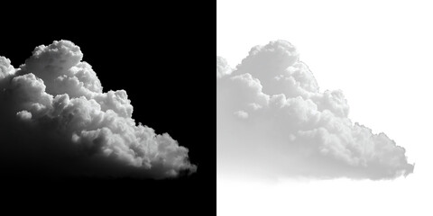 White fluffy cloud floating on a transparent background during daylight hours near the sky © Liubov
