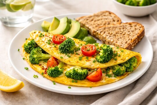 Broccoli Omelette &ndash; Healthy Breakfast Concept