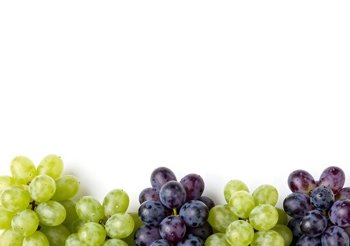 Fresh Grapes Side Border on White Background with Copy Space