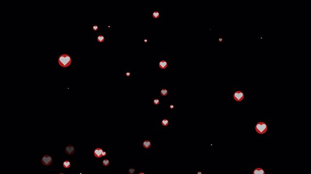 Like fountain fly up. Stream reactions in social media. Love button emoji motion graphic. Live streaming in instagram, youtube, tiktok twitch reaction template, alpha channel. 4K Video