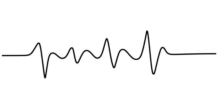 A black continuous heartbeat line isolated on a white background representing medical rhythms. Vector, illustration
