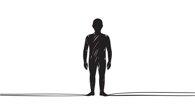 Man Silhouette Standing Alone, Minimalist Human Figure for Solitude, Loneliness, and Individual Mental Health Concepts