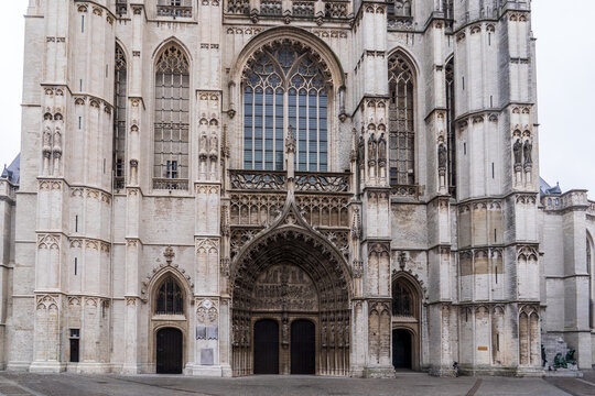Gothic Portal of the Cathedral of Our Lady in Antwerp, Belgium