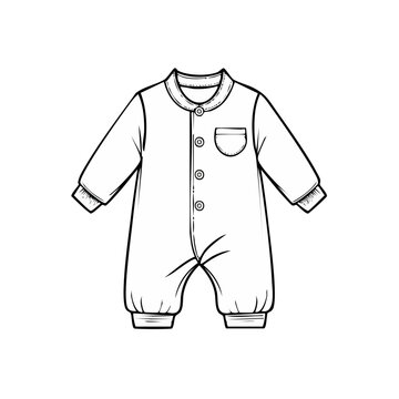 Baby Footed Pajamas Outline Fashion Design Sketch