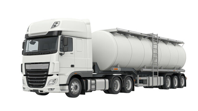 White daf tanker truck with large cylindrical tank white truck large truck isolated on a transparent background