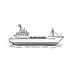 Fototapeta premium A graphic of a cargo ship sailing on the water
