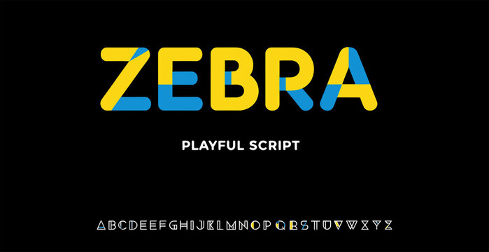 A colorful and playful script font with the word ZEBRA on a black background