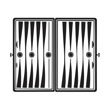 Black and White Illustration of Open Backgammon Board with Triangles