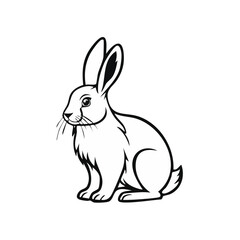 Fototapeta premium Simple line art illustration of a rabbit sitting peacefully outdoors with a white background