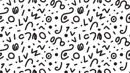Fototapeta premium Seamless Doodle Pattern Vector, Black and White Hand Drawn Abstract Texture for Textile, Packaging, and Stationery Design