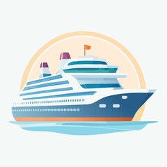 Fototapeta premium Vibrant cruise ship icon, representing grand ocean voyages, luxurious leisure, and memorable travel adventures