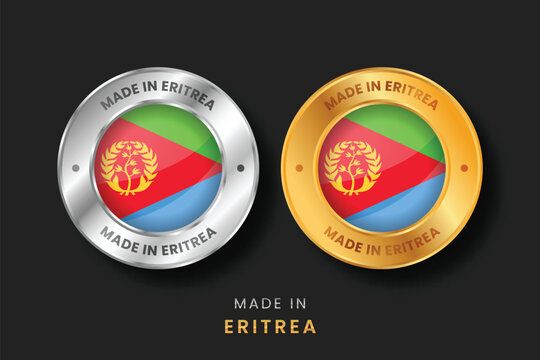  Made in Eritrea Flag Badge Gold and Silver Round Metallic Labels for Product Packaging and Export