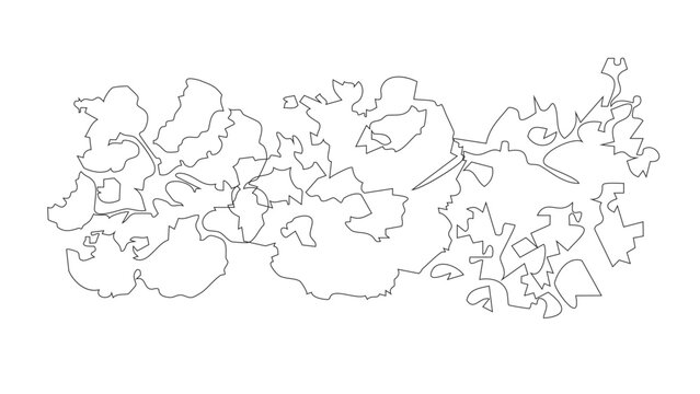 Horizontal garden shrub border outline symbols for landscape architectural site plan views.