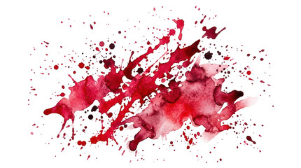 Fototapeta premium Vibrant red watercolor splashes and splatters on a clean white background