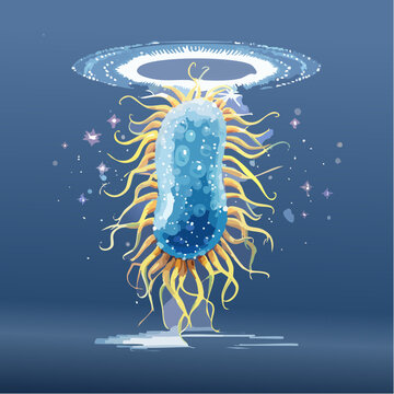 Intricate Microscopic Life Form Visualization with Dynamic Cellular Structures and Ethereal Aura