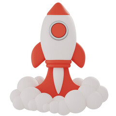 Fototapeta premium 3D Startup Rocket Launch Icon for Business Growth and Product Innovation
