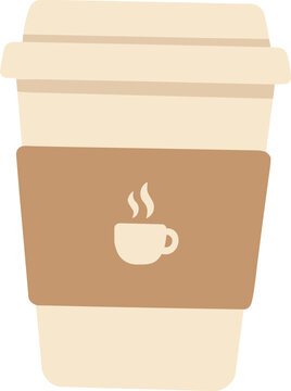 Takeaway coffee cup with sleeve 2D flat vector