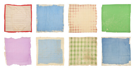 Fototapeta premium PNG Vintage textured fabric squares on transparent background