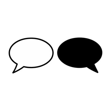 Two overlapping speech bubble vector icons, one black and one white, symbolizing conversation