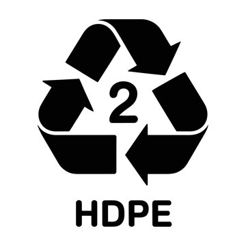 Vector recycling symbol with the number two and the letters hdpe