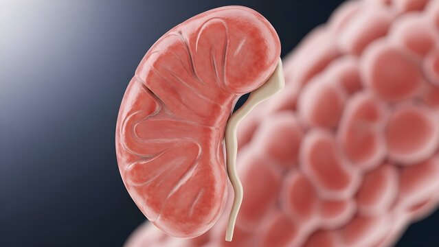 High‑resolution 3D medical illustration of a single intestinal villus cross‑section showing mucosal folds, lamina propria and epithelial surface, ideal for teaching nutrient absorption, digestive hist